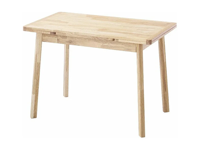 Petite table extensible en bois de chêne massif blanchi Miniko 110 à 170cm