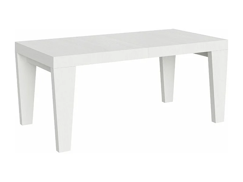 Table à manger extensible bois pieds en V Kristo-Couleur Blanc-4 pieds-2 rallonges épaisses-180 à 284cm