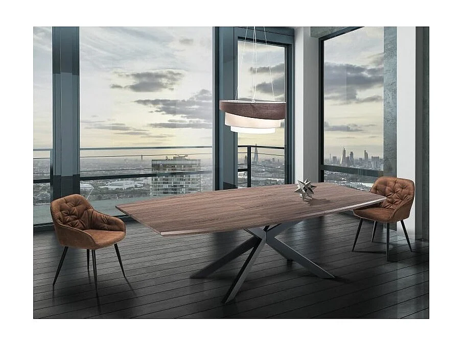 Table rectangle extensible acier et bois MDF Tania L 160-210cm