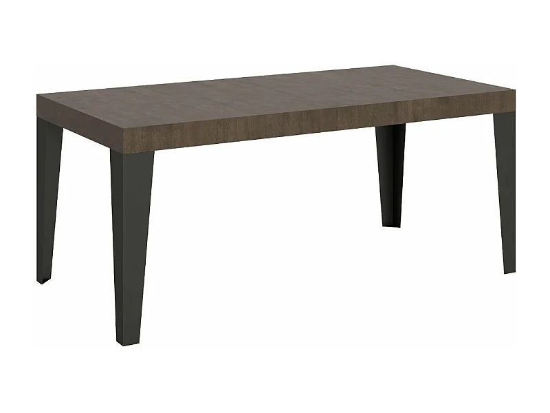 Table à manger extensible Flavio-Couleur Marron-4 pieds-2 rallonges fines-180 à 284cm
