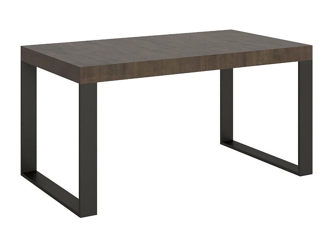 Table à manger extensible Tiroz-Couleur Marron-Sur roulettes-2 rallonges fines-160 à 264cm