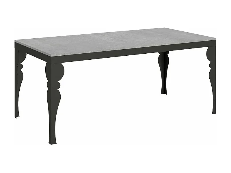 Table extensible pieds acier anthracite Torza evolution-Couleur Gris ciment-4 pieds-160 à 420cm