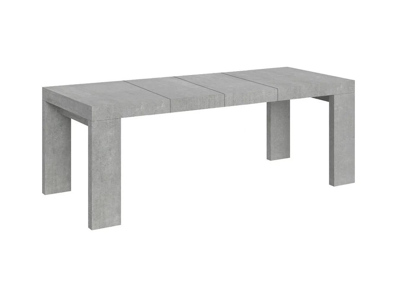Table à manger extensible bois Ribo-Couleur Gris ciment-4 pieds-2 rallonges épaisses-180 à 284cm