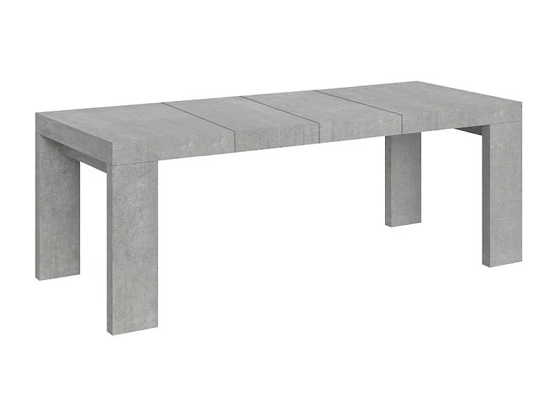 Mesa de comedor extensible de madera Ribo-Color Gris cemento-Soporte 4 pies-Alargaderas -Ancho extensible