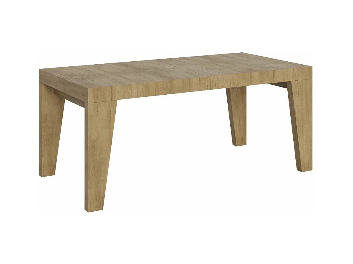 Table à manger extensible bois Naxo-Couleur Naturel-4 pieds-2 rallonges fines-160 à 264cm