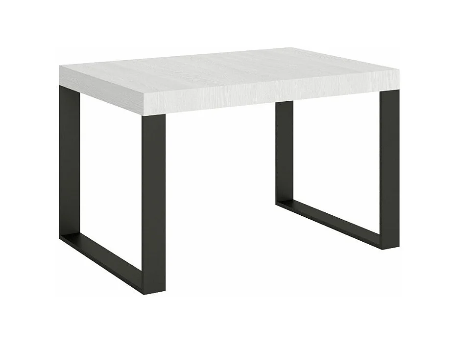 Table à manger extensible Tiroz-Couleur Blanc-4 pieds-2 rallonges fines-130 à 234cm