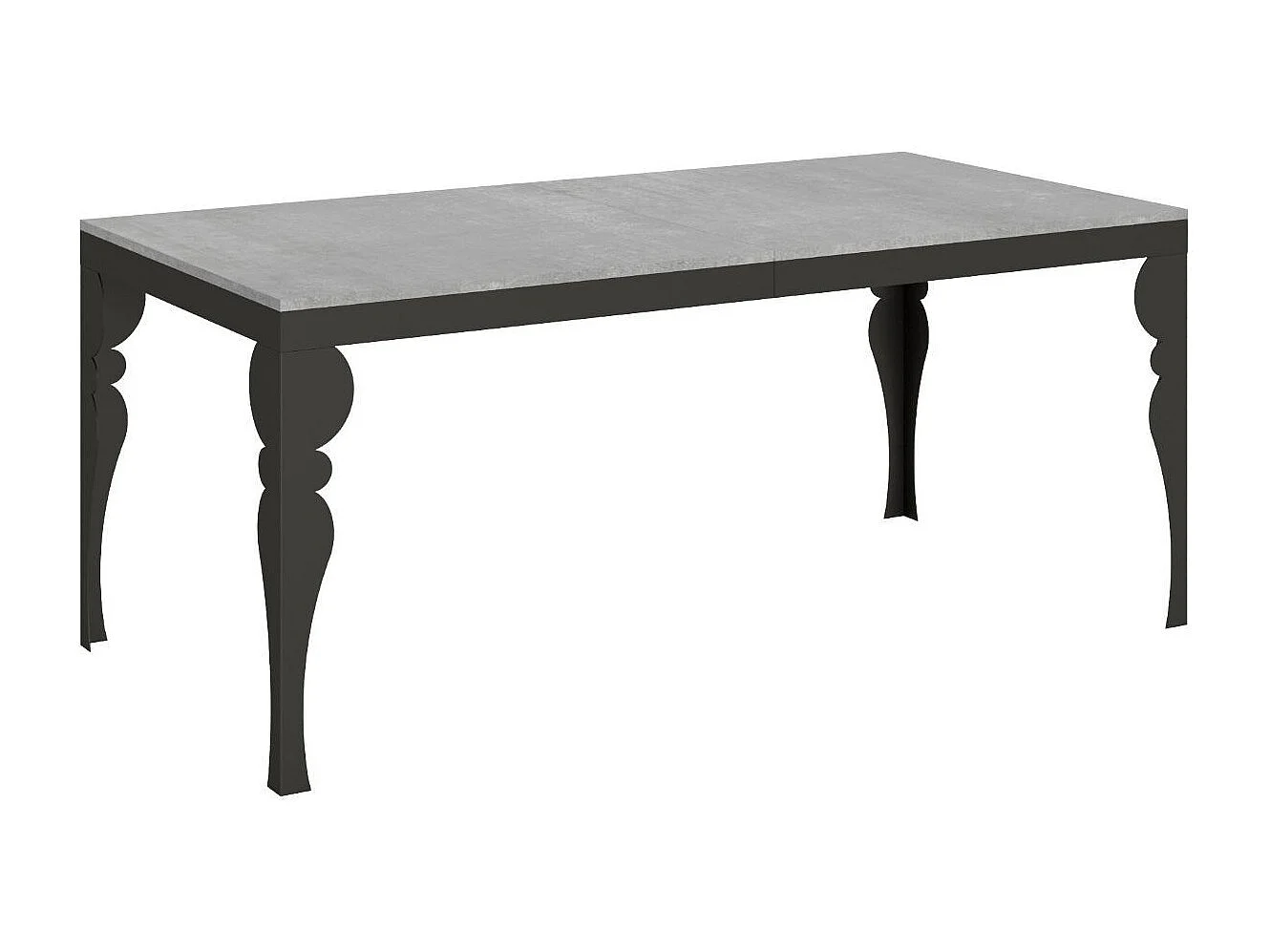 Table extensible pieds acier anthracite Torza evolution-Couleur Gris ciment-4 pieds-180 à 440cm