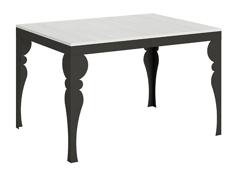 Table extensible pieds acier anthracite Torza evolution-Couleur Blanc-4 pieds-120 à 380cm