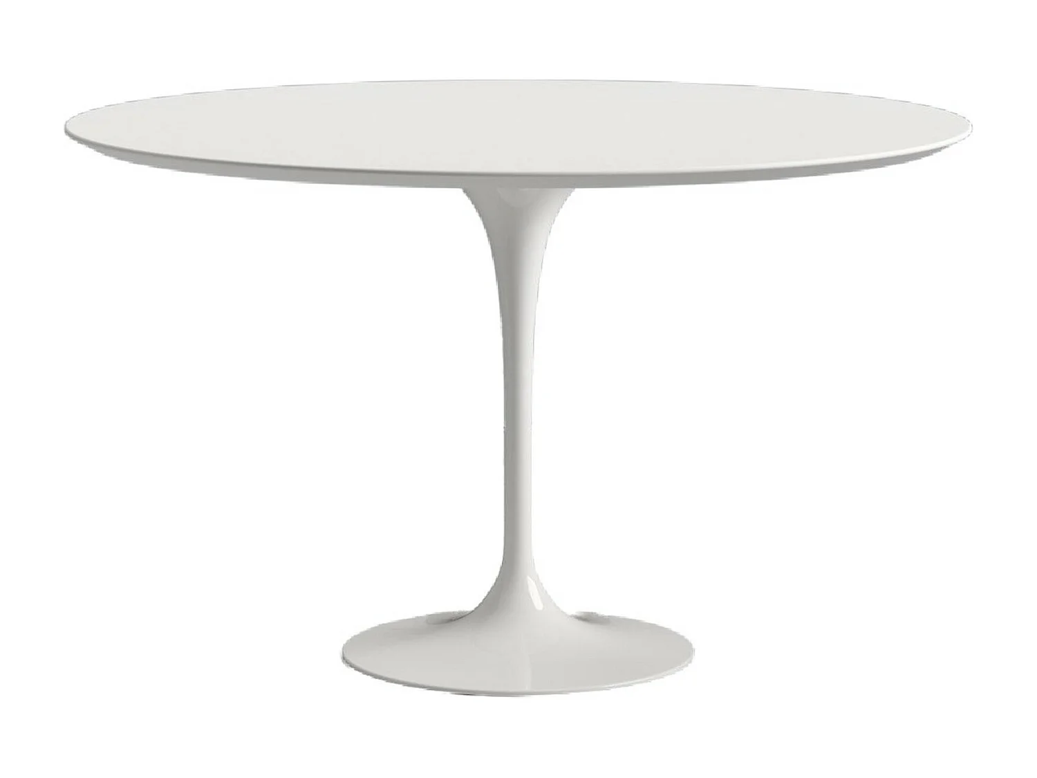 Table tulipe ronde extensible-Plateau Noir mat-Largeur 137/187 cm-Piètement Noir brillant