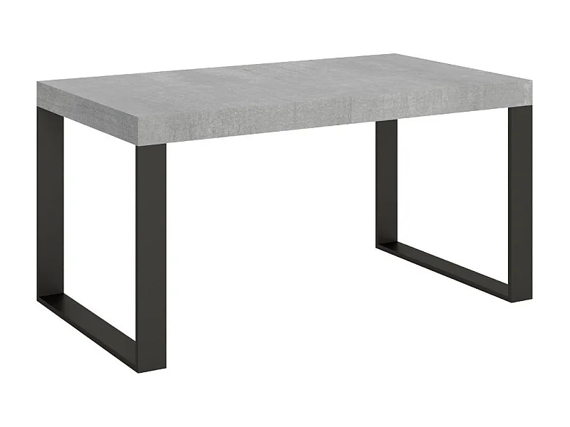 Table à manger extensible Tiroz-Couleur Gris ciment-Sur roulettes-5 rallonges fines-160 à 420cm