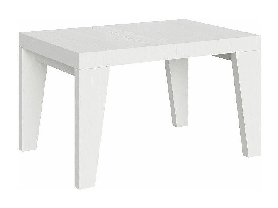 Table à manger extensible bois Naxo-Couleur Blanc-Sur roulettes-2 rallonges fines-140 à 244cm