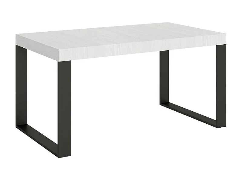 Table à manger extensible Tiroz-Couleur Blanc-4 pieds-5 rallonges fines-160 à 420cm