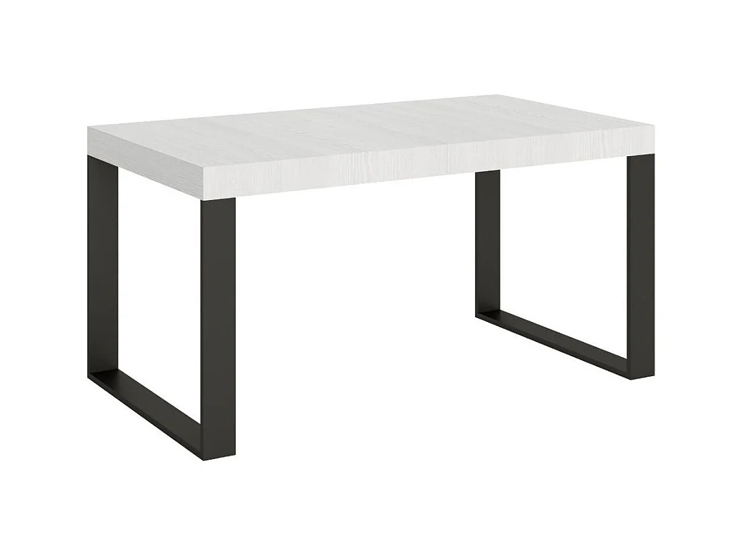 Mesa de comedor extensible tiroz-Color Blanco-Soporte 4 pies-5 alargaderas finas-Ancho extensible