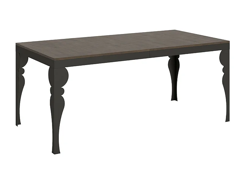 Table extensible pieds acier anthracite Torza evolution-Couleur Marron-4 pieds-180 à 440cm