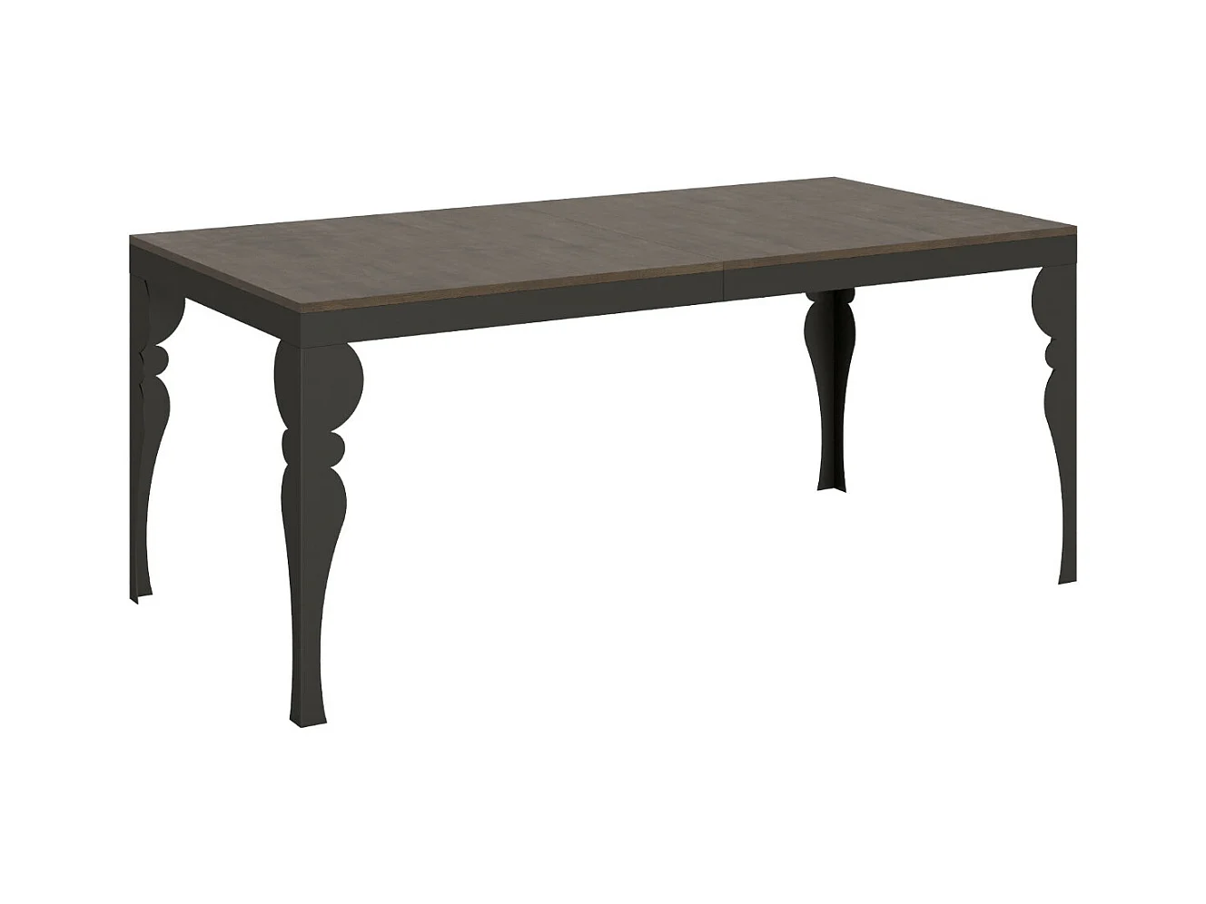 Table extensible pieds acier anthracite Torza evolution-Couleur Marron-4 pieds-180 à 440cm