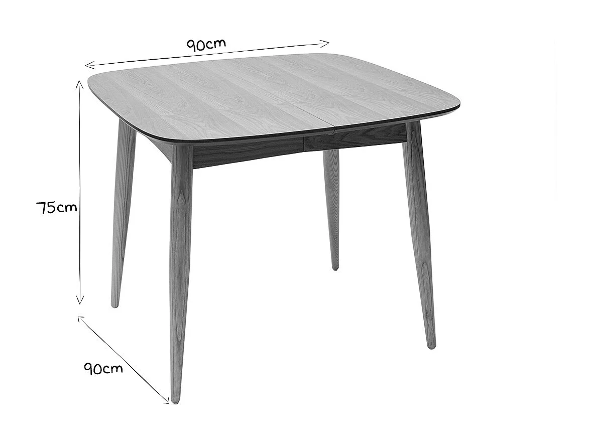 Ausziehbarer Esstisch Esche naturell Länge 90?130 cm NORDECO