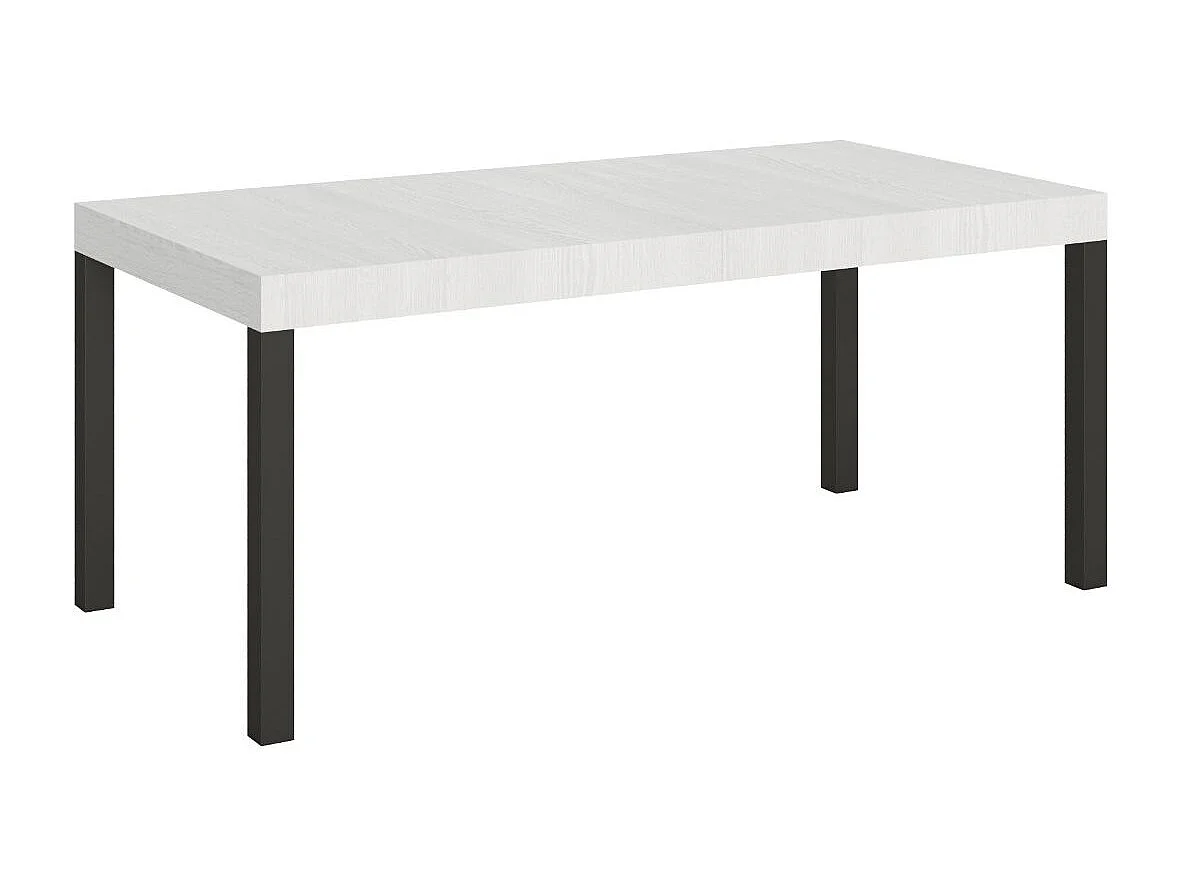 Table à manger extensible Karry-Couleur Blanc-4 pieds-180 à 284cm