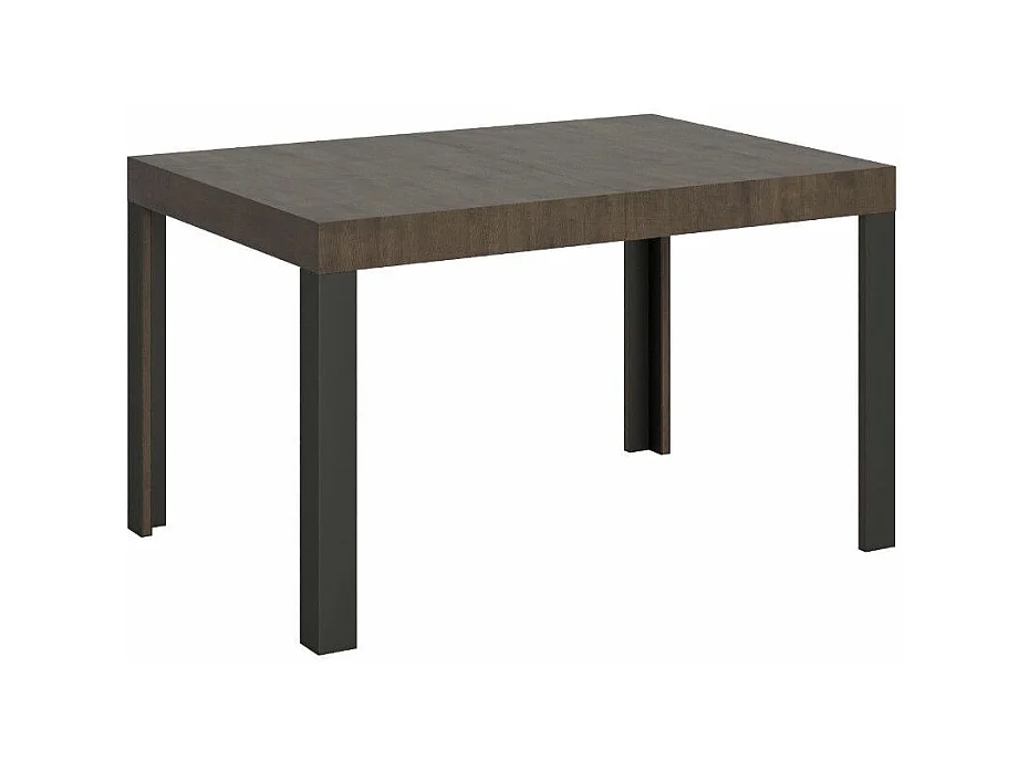Table extensible bois pieds bois et acier anthracite Liva-Couleur Marron-4 pieds-130 à 234cm