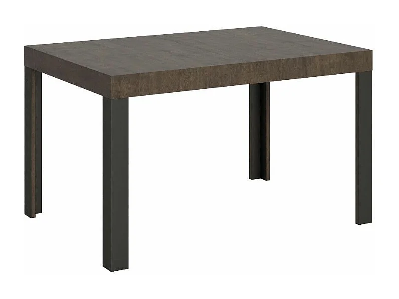 Table extensible bois pieds bois et acier anthracite Liva-Couleur Marron-4 pieds-130 à 234cm