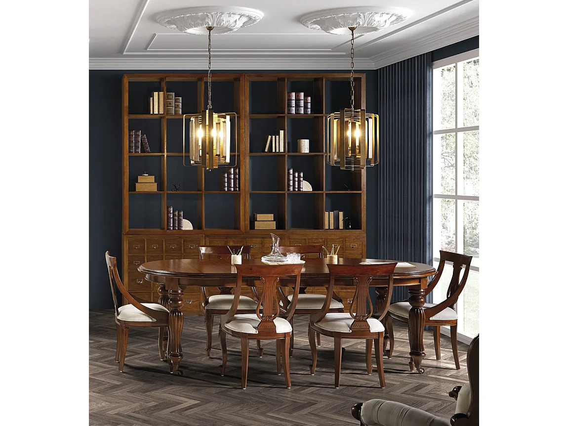 Table ovale extensible à roulettes en bois d'acajou marron Castle 160-200-240cm