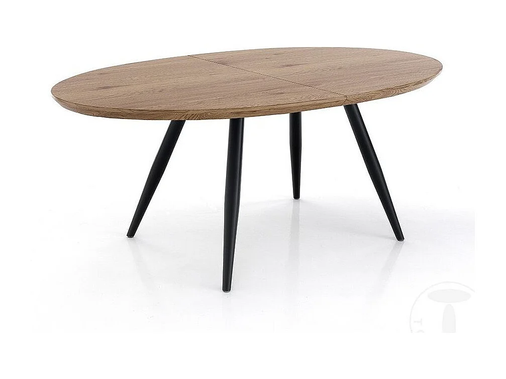 Table ovale extensible acier noir et bois de chêne Lina L 160-200cm