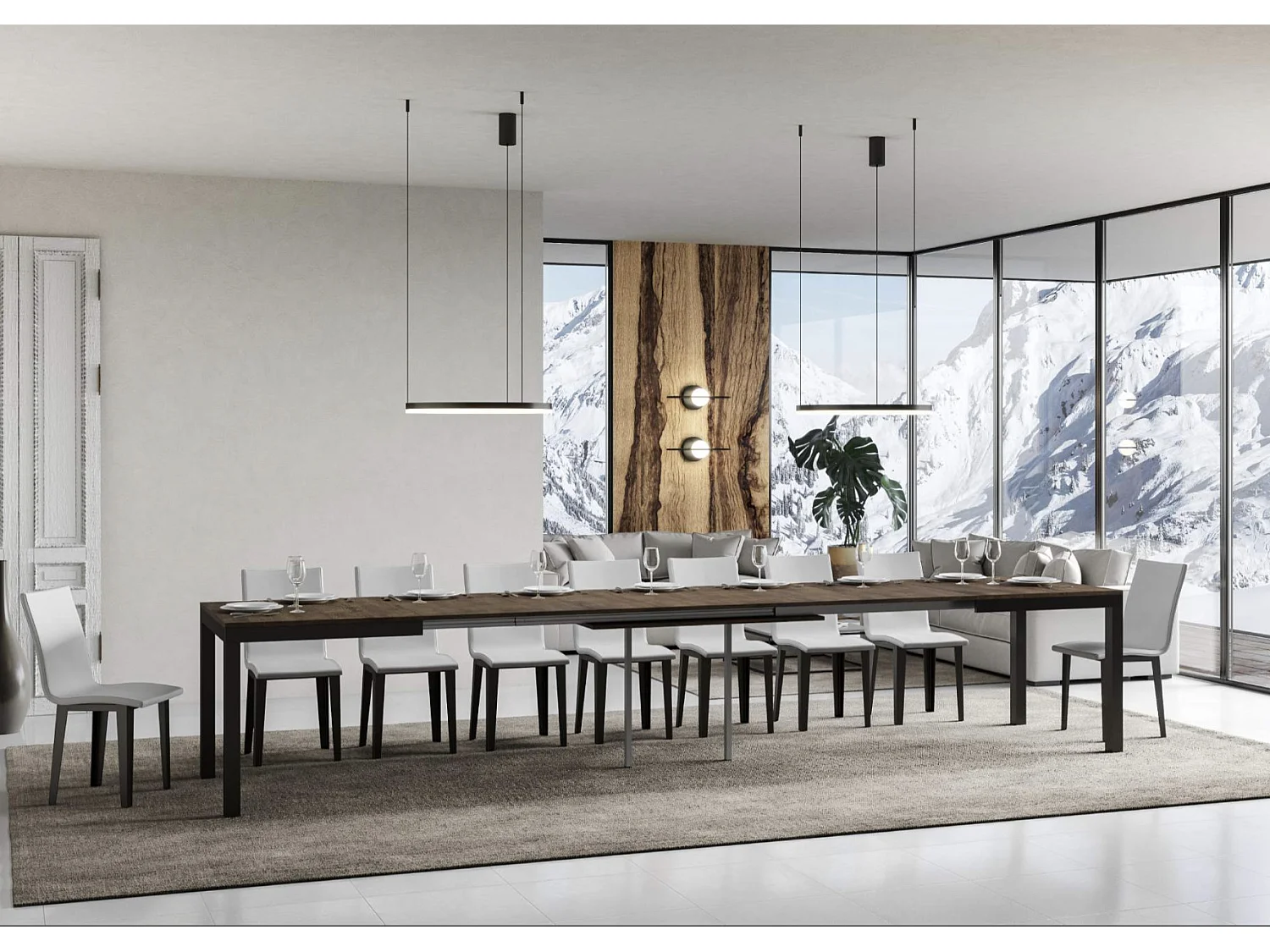 Karry evolution uitschuifbare eettafel-Kleur Bruin-Steun 4 voet-Uitschuifbare breedte