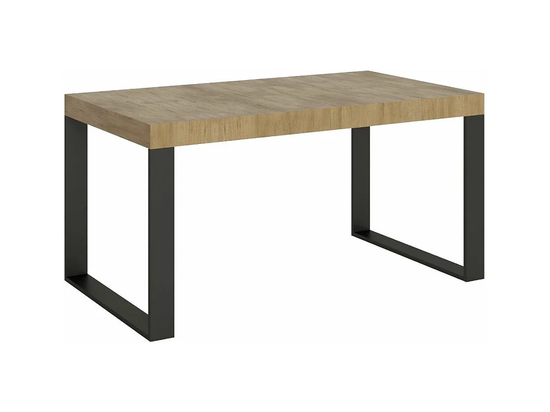 Table à manger extensible Tiroz-Couleur Naturel-4 pieds-2 rallonges fines-130 à 234cm