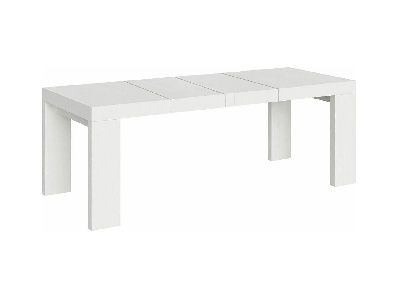 Table à manger extensible bois Ribo-Couleur Blanc-4 pieds-2 rallonges épaisses-180 à 284cm