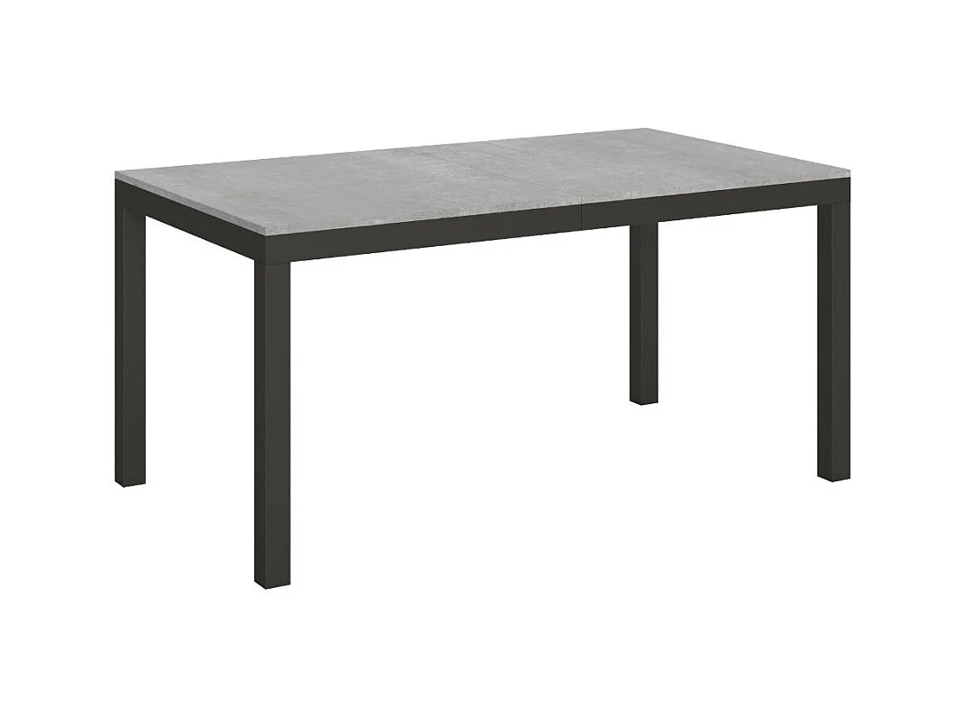 Mesa de comedor extensible Karry evolución-Color Gris cemento-Base y soporte con ruedas-Ancho extensible