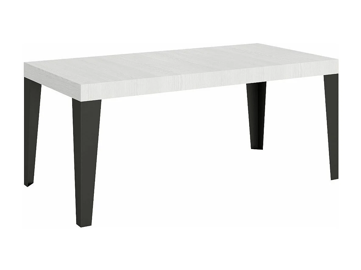 Table à manger extensible Flavio-Couleur Blanc-4 pieds-2 rallonges épaisses-180 à 284cm