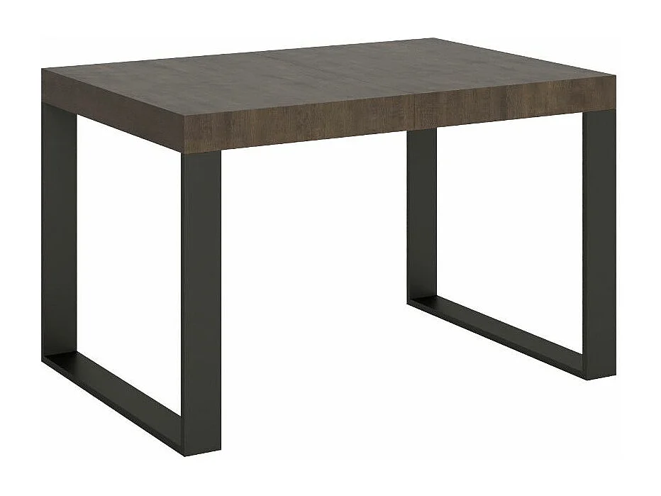 Table à manger extensible Tiroz-Couleur Marron-4 pieds-2 rallonges épaisses-140 à 244cm