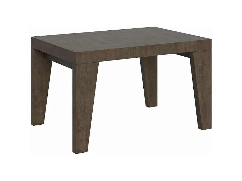 Table à manger extensible bois Naxo-Couleur Marron-4 pieds-2 rallonges fines-120 à 224cm