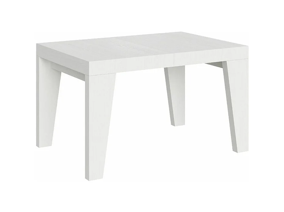 Table à manger extensible bois Naxo-Couleur Blanc-Sur roulettes-2 rallonges fines-120 à 224cm
