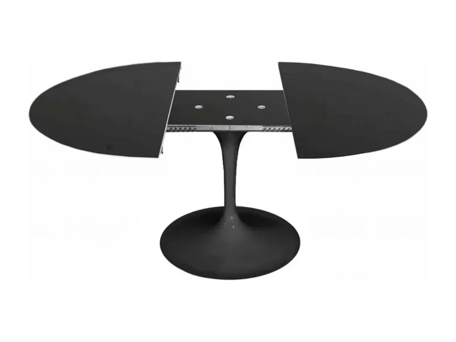 Mesa tulipán redonda extensible de gama alta-Color de la bandeja Negro mate-Anchura 107/152 cm-Color de los pies Negro brillante