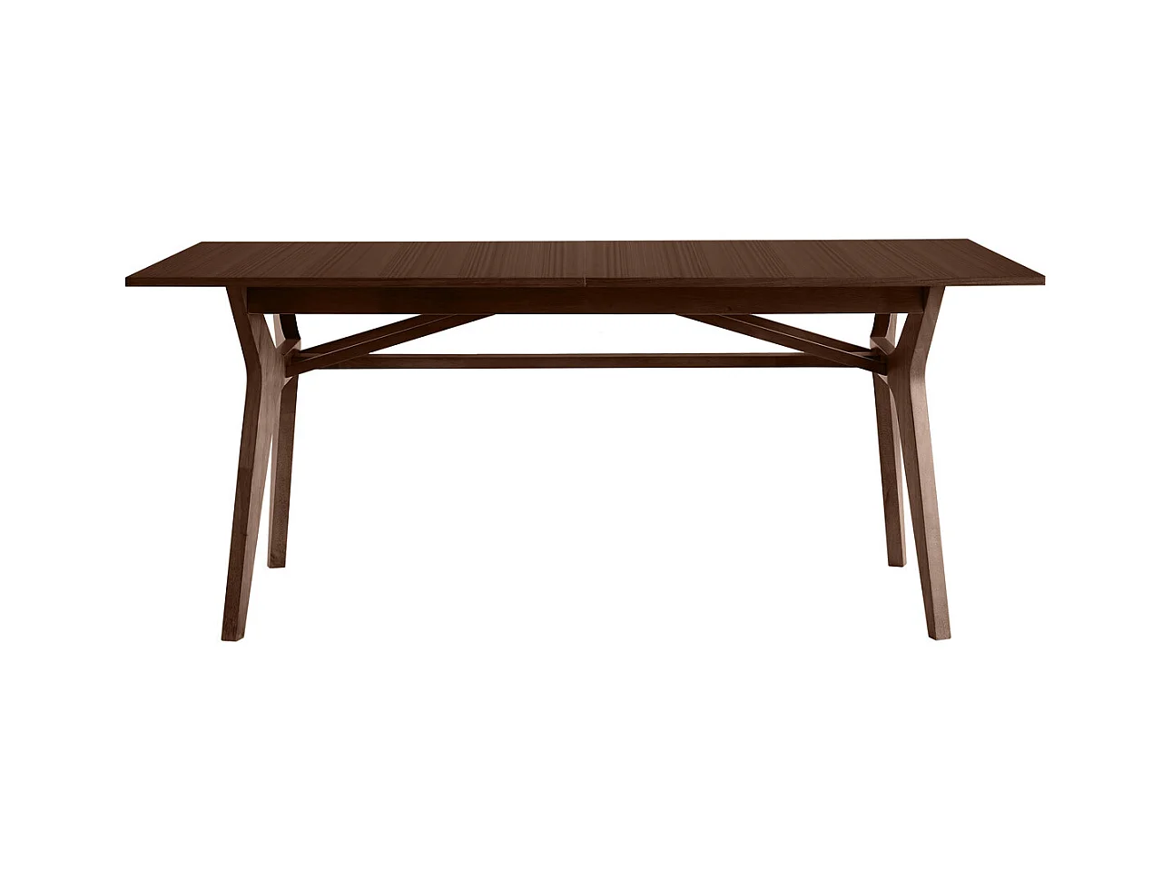 Table extensible rallonges intégrées rectangulaire bois foncé noyer L180-220 cm FOSTER