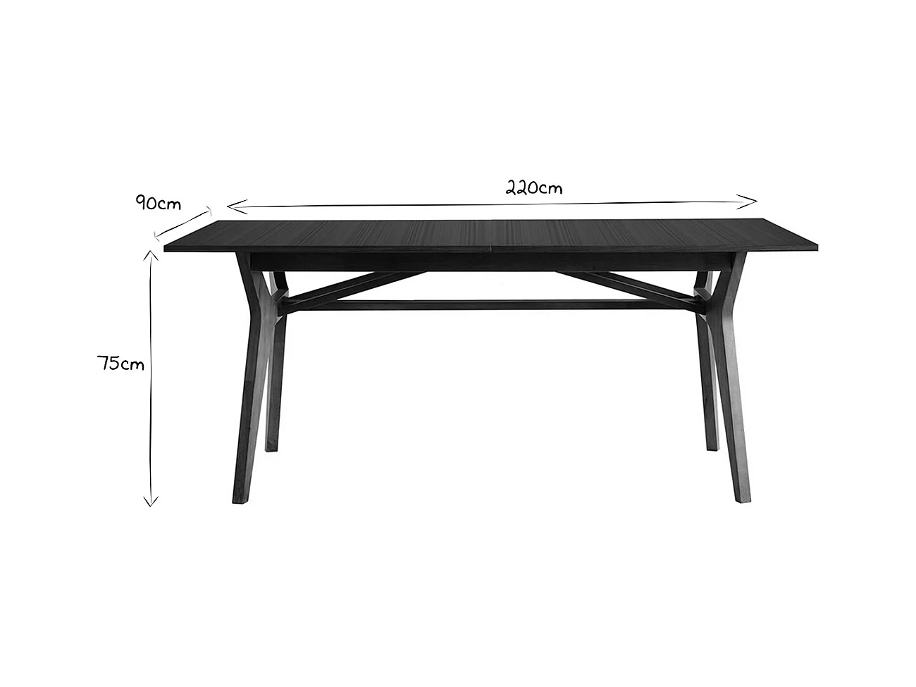 Table extensible rallonges intégrées rectangulaire bois foncé noyer L180-220 cm FOSTER