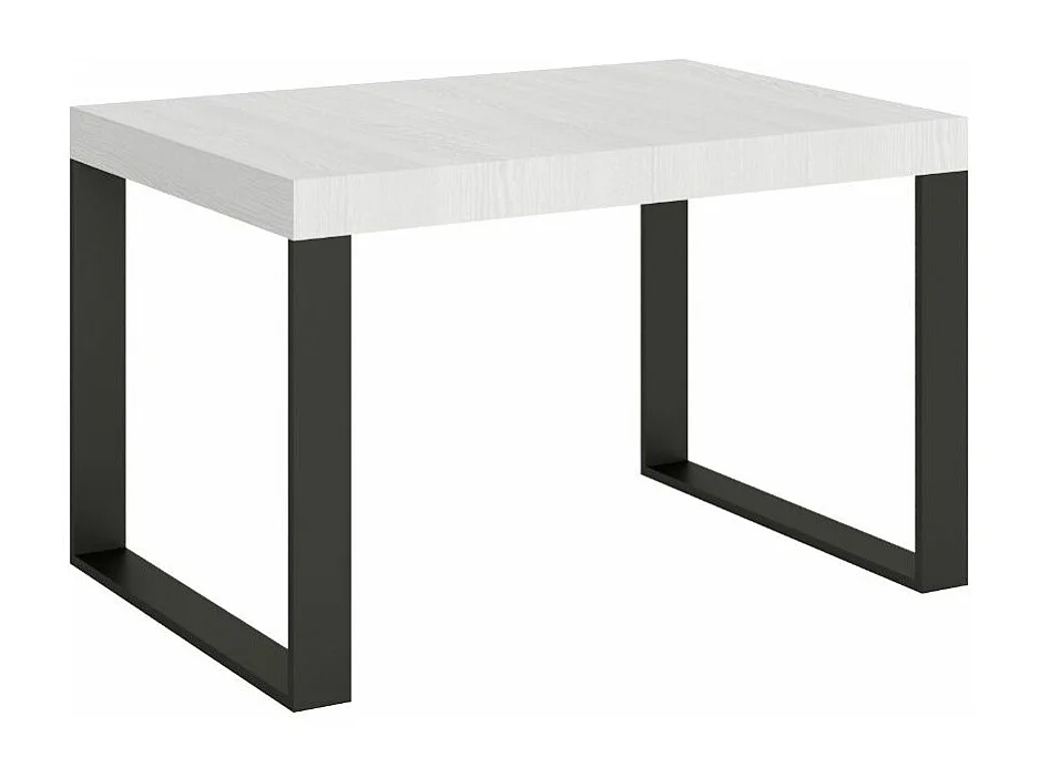 Table à manger extensible Tiroz-Couleur Blanc-4 pieds-2 rallonges épaisses-140 à 244cm