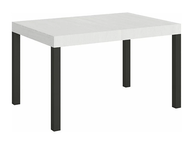 Table à manger extensible Karry-Couleur Blanc-4 pieds-140 à 224cm