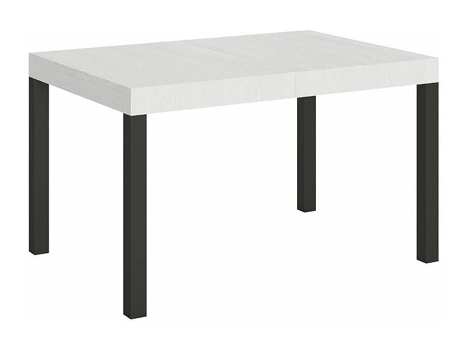 Table à manger extensible Karry-Couleur Blanc-4 pieds-140 à 224cm