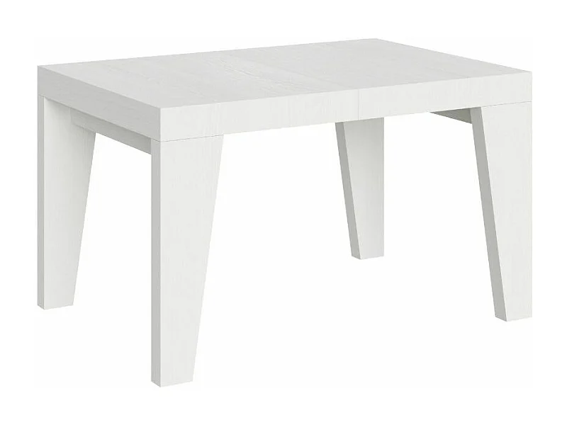 Table à manger extensible bois Naxo-Couleur Blanc-4 pieds-2 rallonges fines-120 à 224cm
