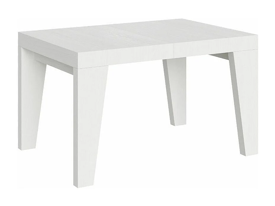 Table à manger extensible bois Naxo-Couleur Blanc-4 pieds-2 rallonges fines-120 à 224cm