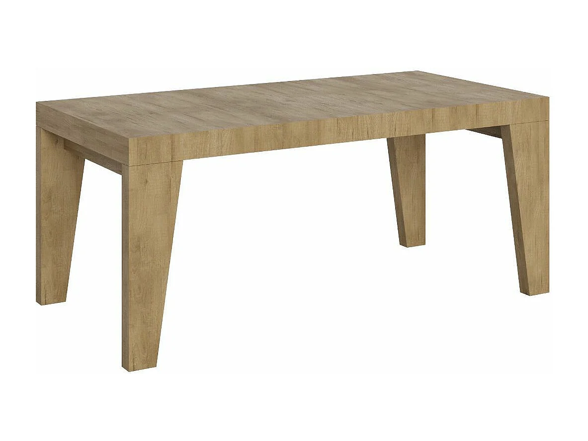 Mesa de comedor extensible de madera Naxo.-Color Natural-Soporte 4 pies-5 alargaderas finas-Ancho extensible