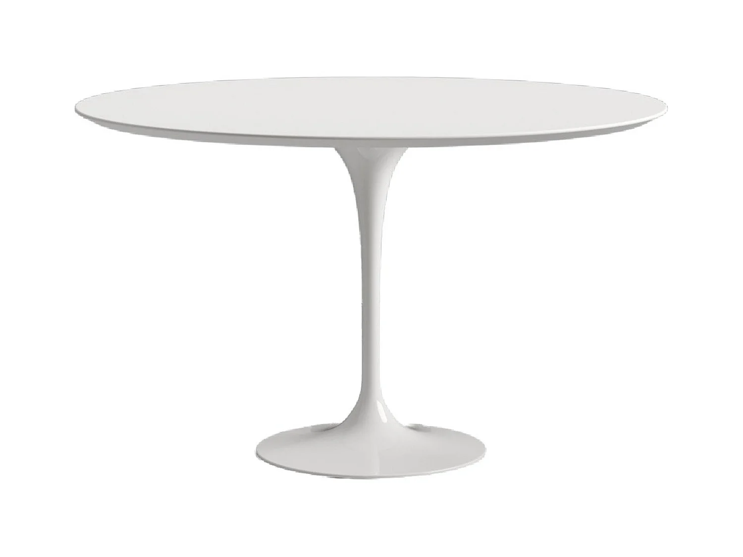 Table tulipe ronde extensible-Plateau Noir mat-Largeur 127/177 cm-Piètement Noir brillant