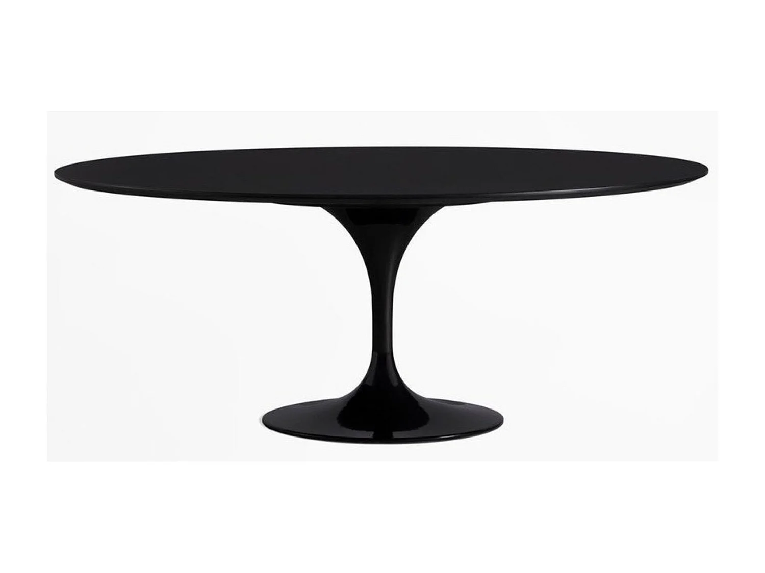 Hoogwaardige uitschuifbare ronde tulpentafel-Kleur lade Mat zwart-Breedte 127/177 cm-Baseren Glanzend zwart