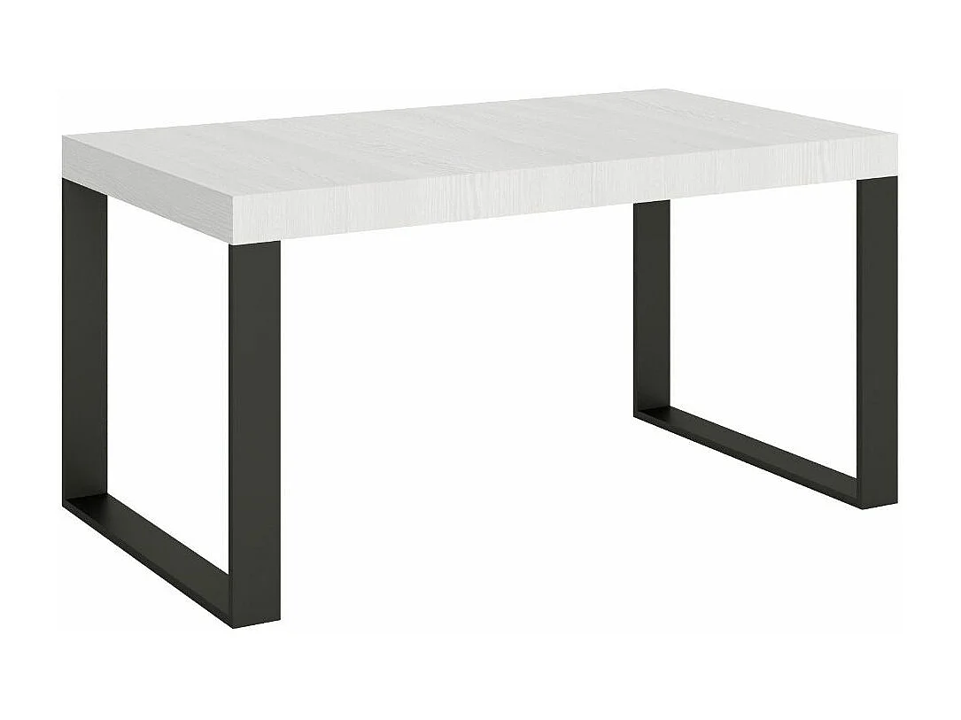 Table à manger extensible Tiroz-Couleur Blanc-Sur roulettes-2 rallonges fines-180 à 284cm