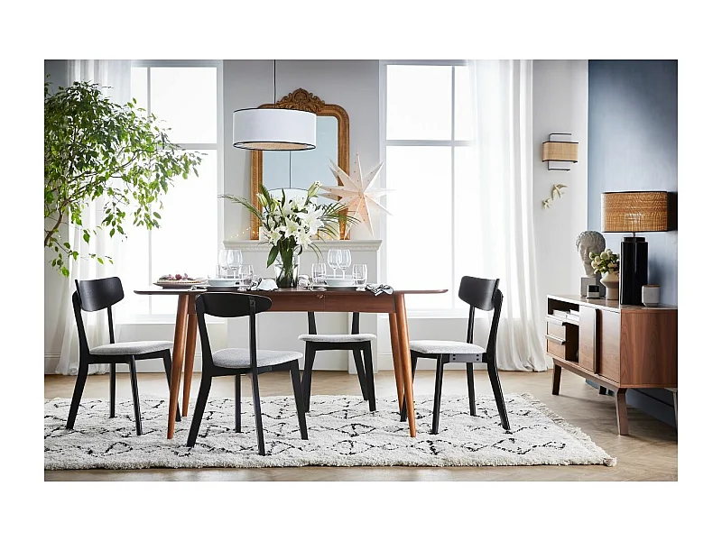 Table à manger extensible rectangulaire en bois foncé L130-160 cm NORDECO