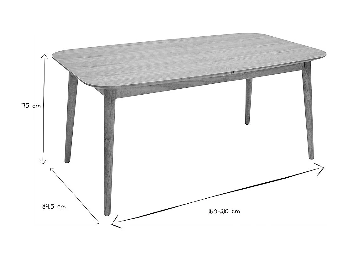 Table extensible rallonges intégrées rectangulaire en bois clair chêne L160-210 cm ANK