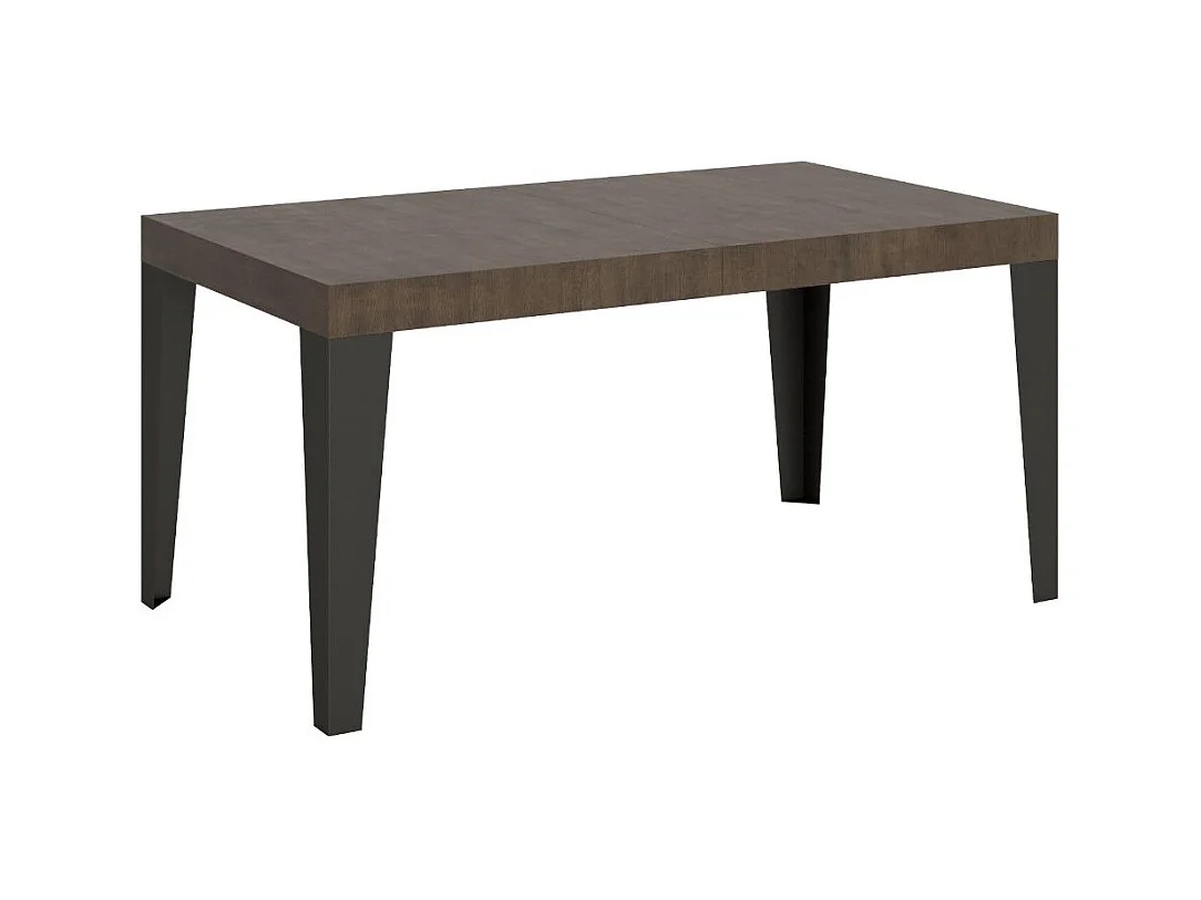 Table à manger extensible Flavio-Couleur Marron-Sur roulettes-5 rallonges fines-160 à 420cm