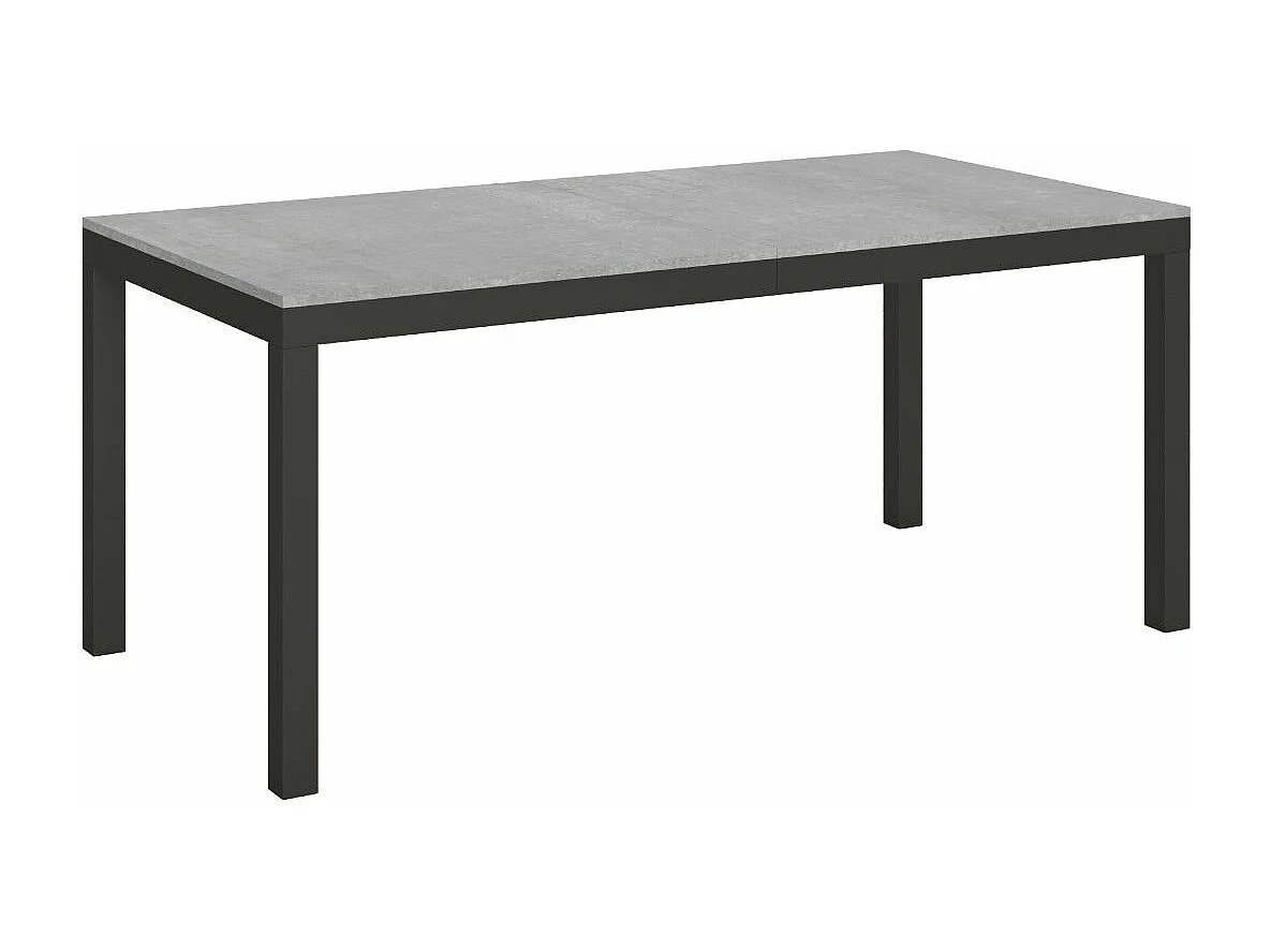 Table à manger extensible Karry evolution-Couleur Gris ciment-Sur roulettes-180 à 284cm