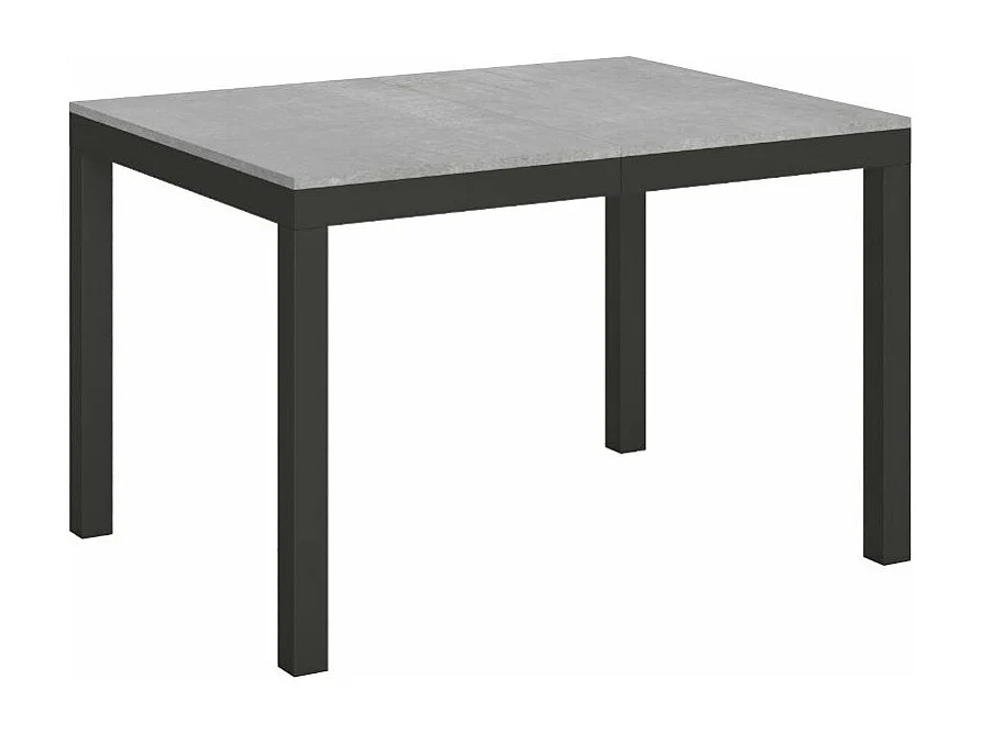 Mesa de comedor extensible Karry evolución-Color Gris cemento-Base y soporte con ruedas-Ancho extensible